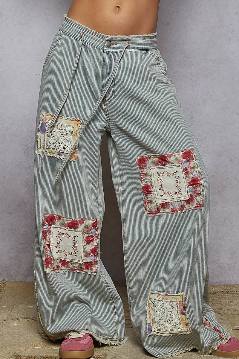 Striped Oversized Denim Pants | POL - Final Sale