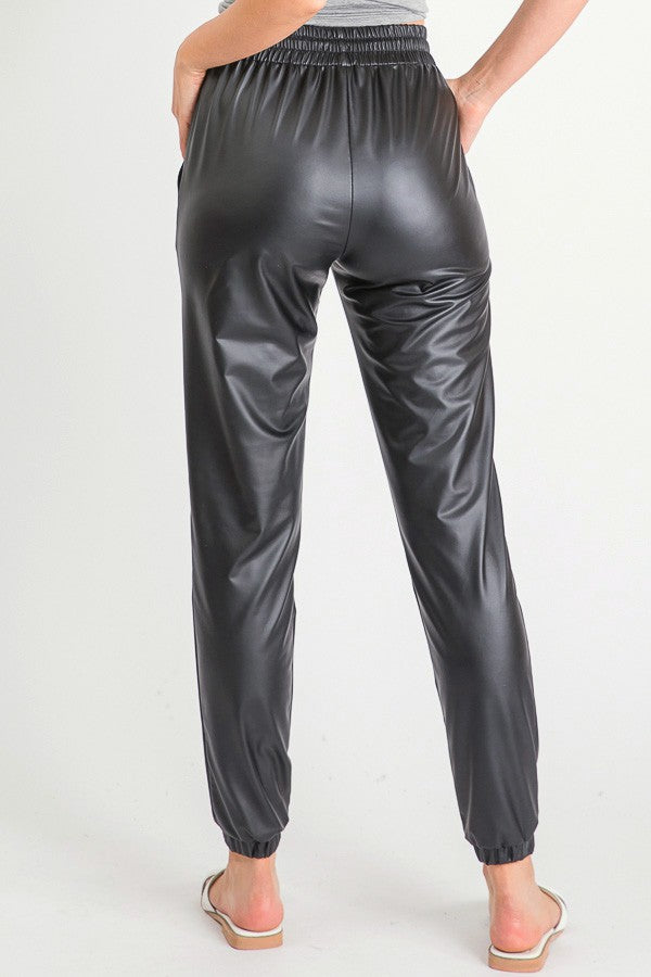 Faux Leather Joggers - Final Sale