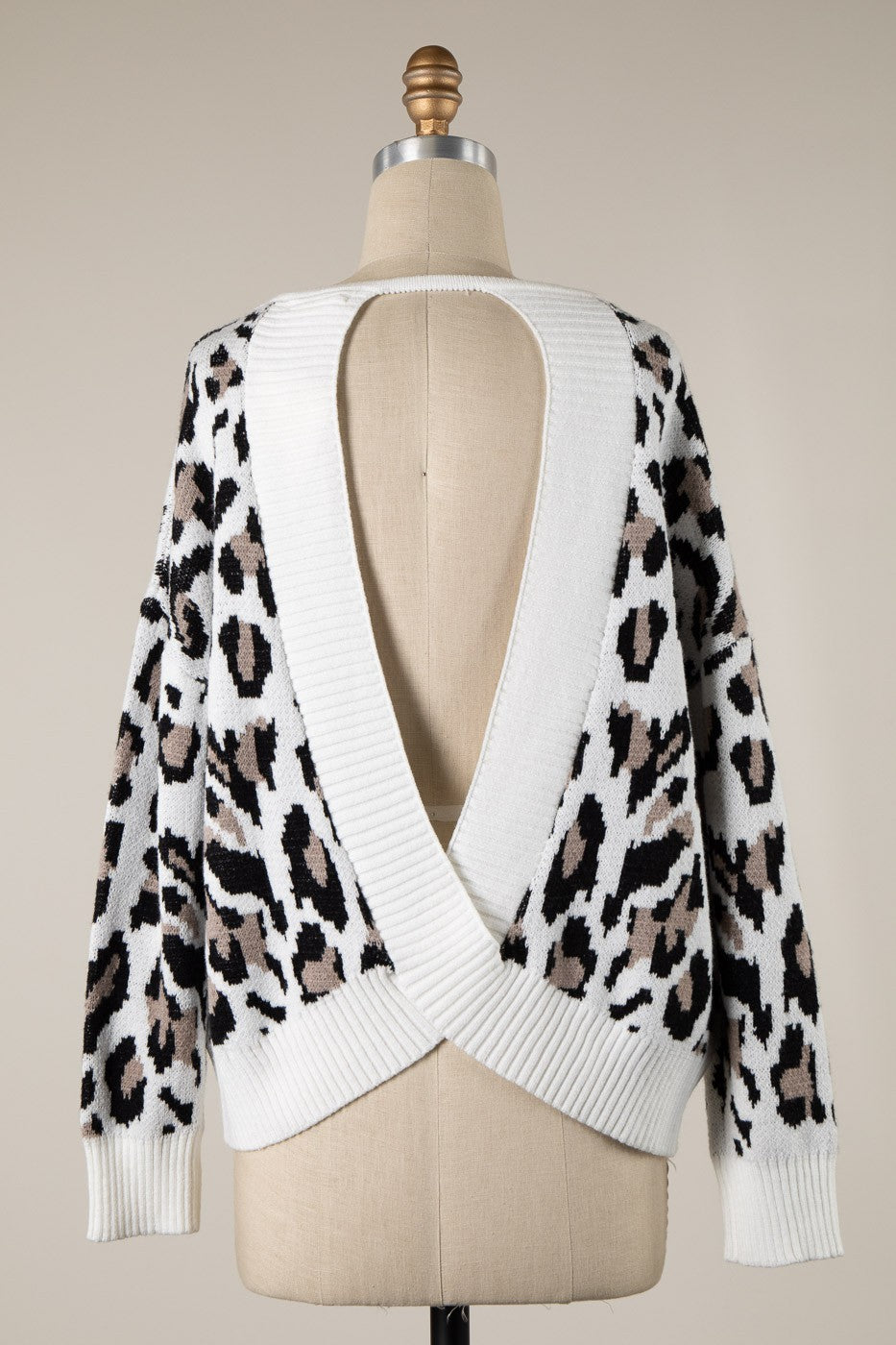 Leopard Open Back Sweater** - Final Sale
