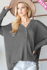 Charcoal Waffle Long Sleeve V-Neck Top