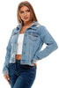 Distressed Denim Jacket W / Fleece Hoodie