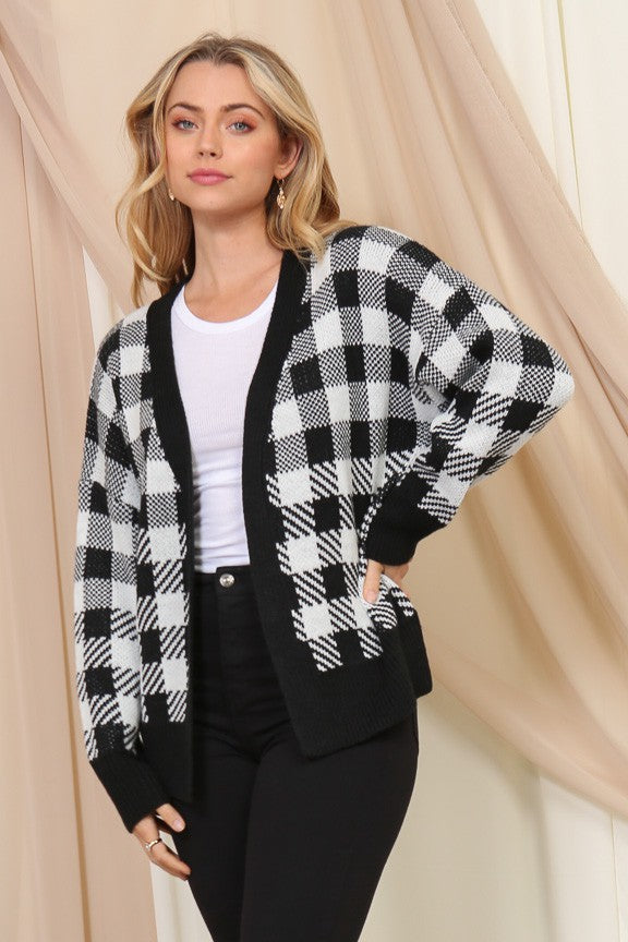 Holiday Checkered Cardigan