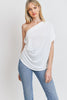 One Shoulder Pleated Knit Top - Final Sale**