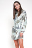 Textured Camo Print Shirt Dress