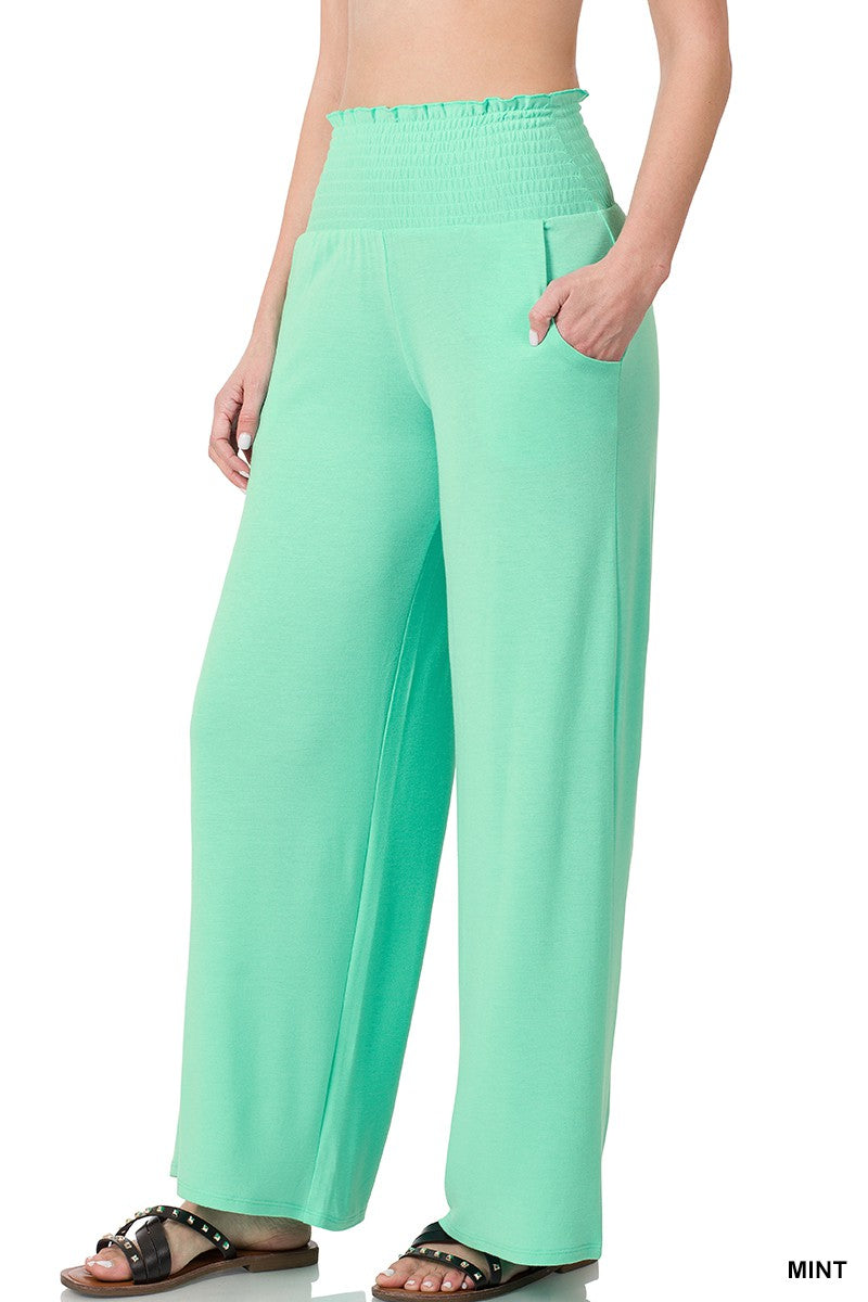 Mint Smocked Wide Leg Pants