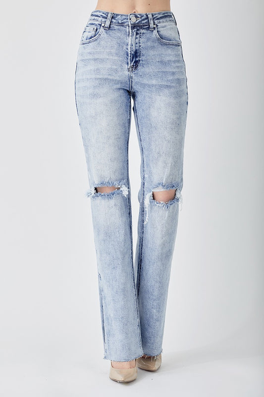 High Rise Long Inseam Straight Denim Jeans | RISEN - Final Sale