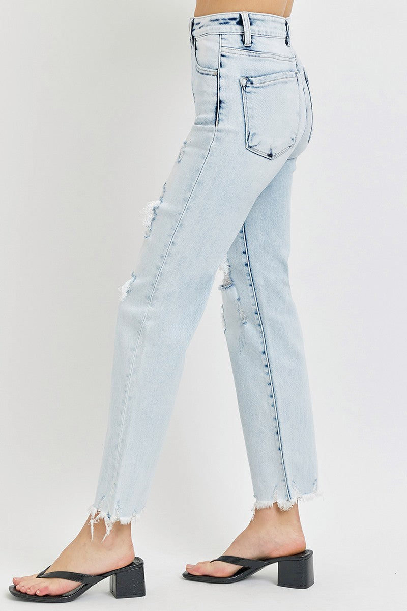 Acid Light High Rise Ankle Straight Denim Jeans | RISEN - Final Sale