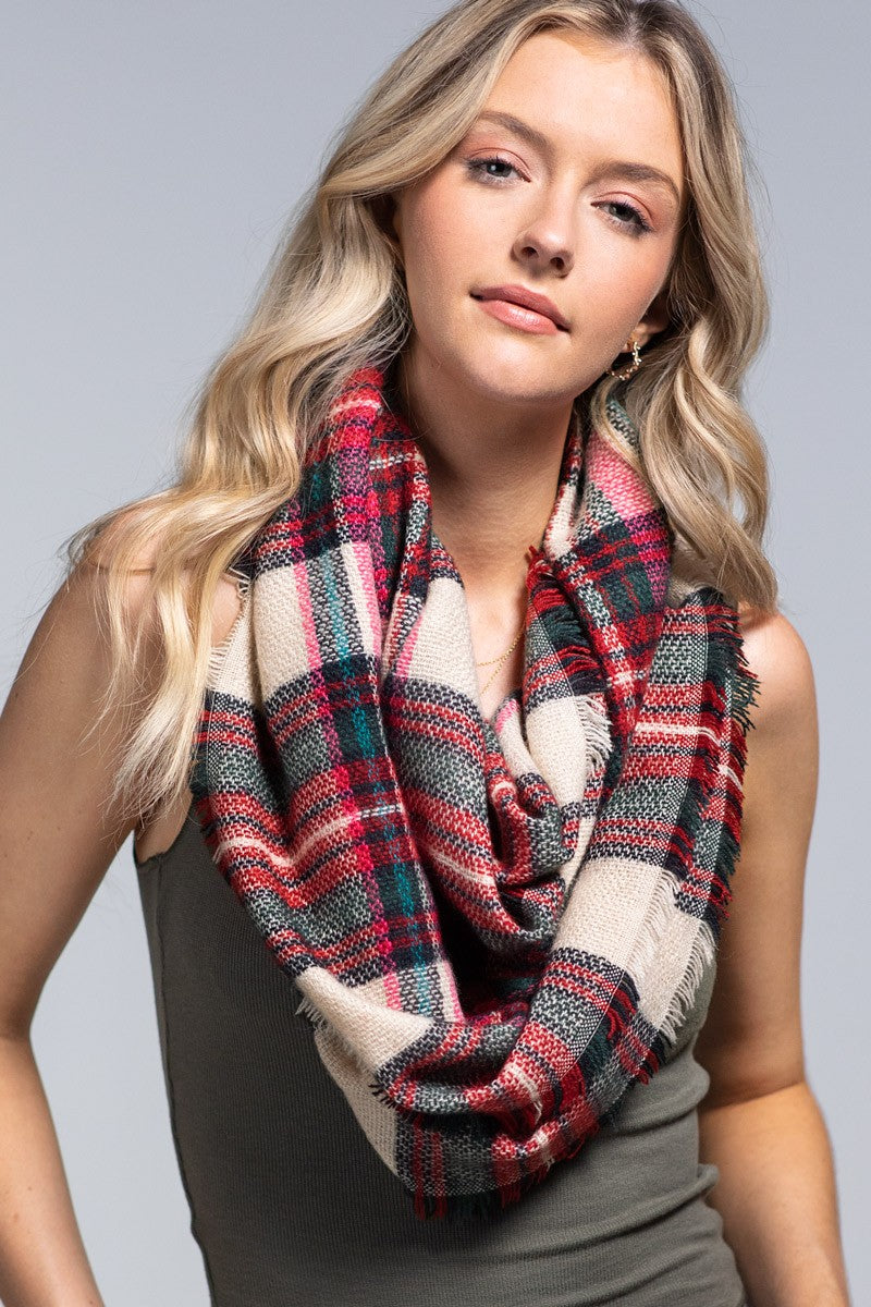 Fuchsia Classic Plaid Infinity Scarf