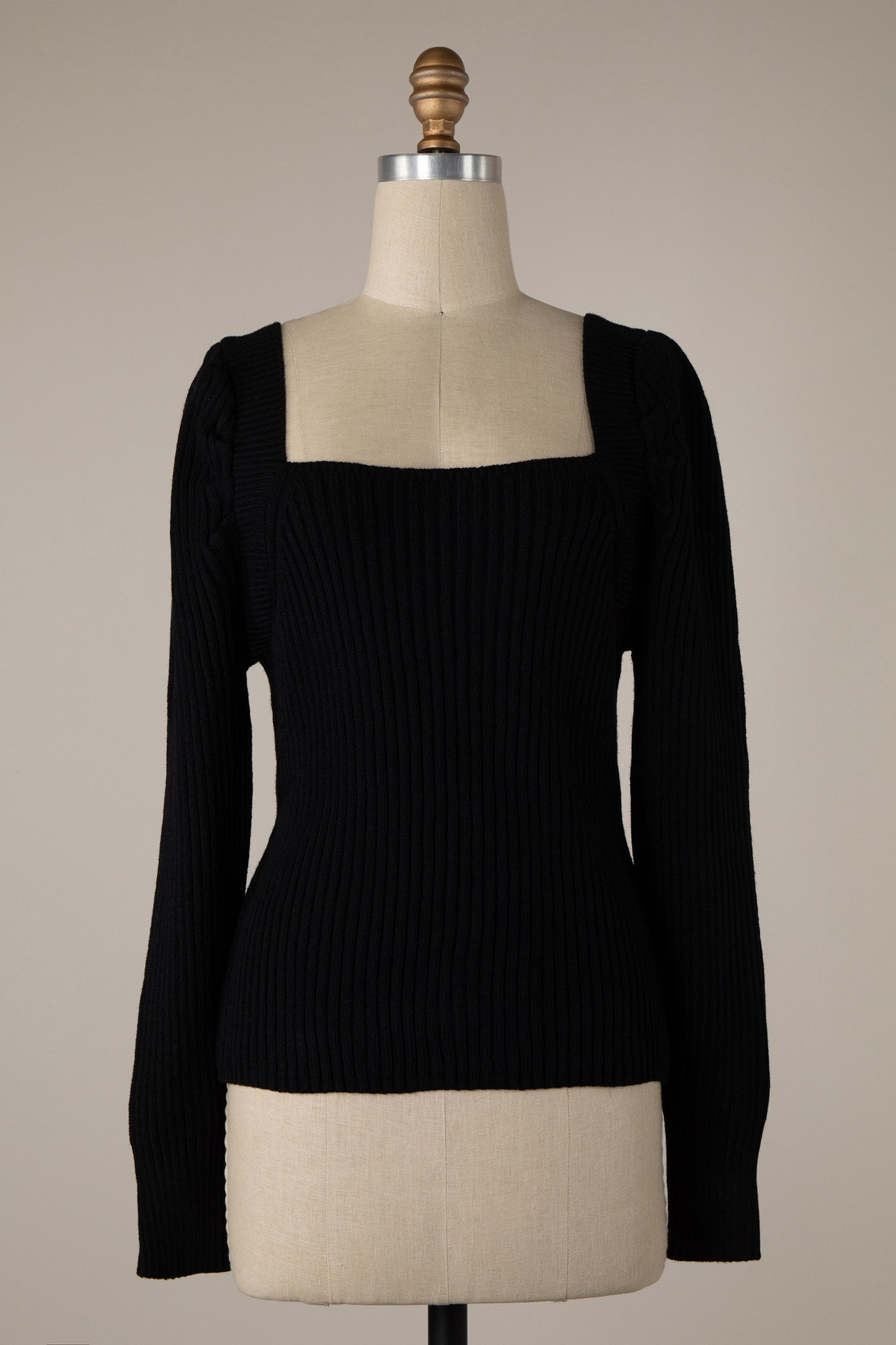 Ribbed Cable Knit Fitted Sweater** - Final Sale