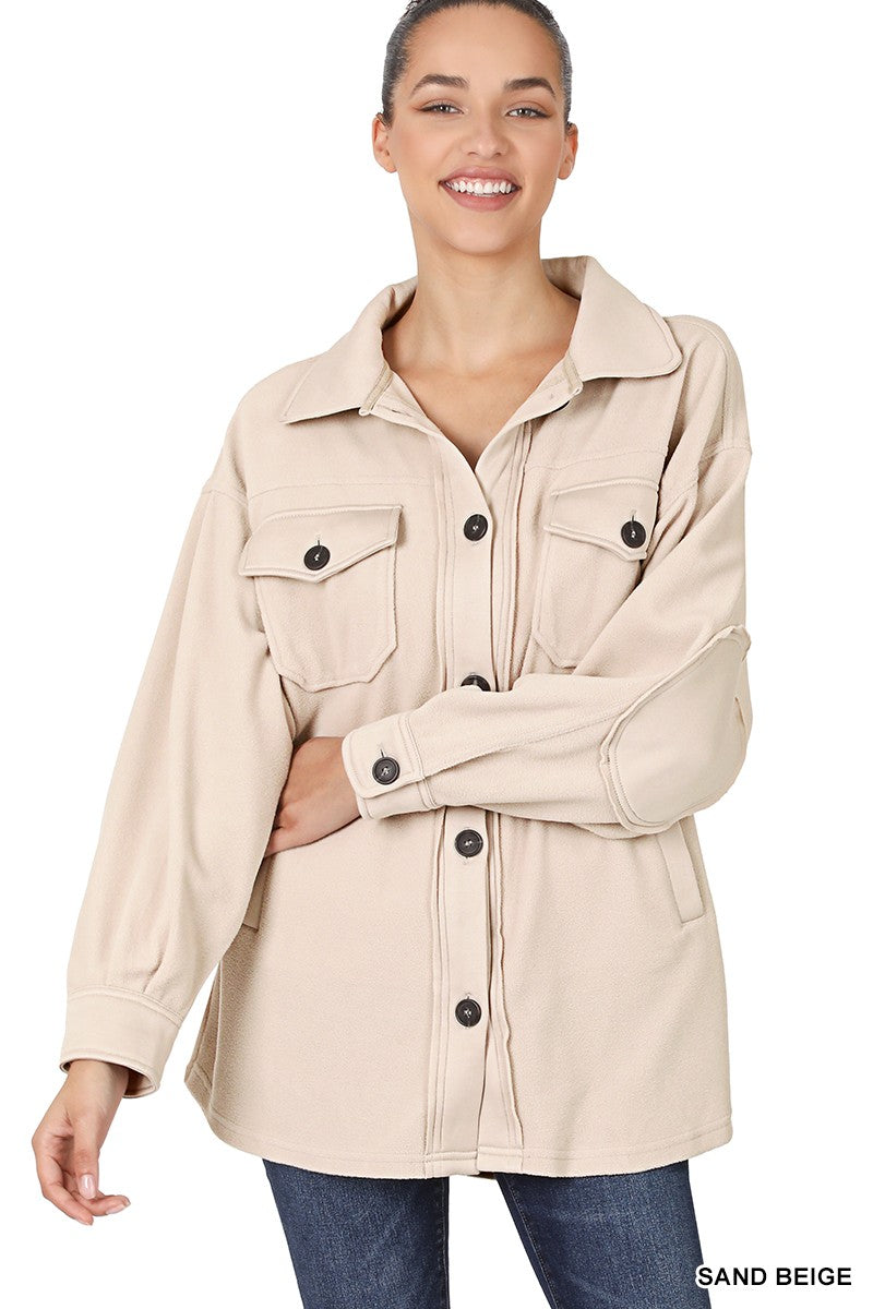 The Frankie Oversized Basic Fleece Shacket | ZENANA