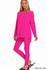 Long Sleeve V-Neck Microfiber Lounge Set - Final Sale