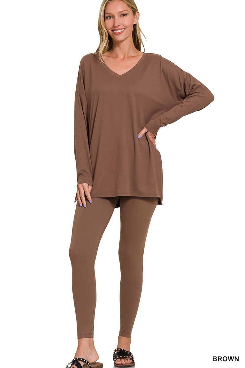 Brushed Dty Microfiber Loungewear Set (8 COLORS) | ZENANA *LA LIVE PREORDER