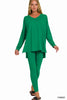 Long Sleeve V-Neck Microfiber Lounge Set - Final Sale