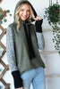 Olive Leopard Color Block Hooded Tunic Top