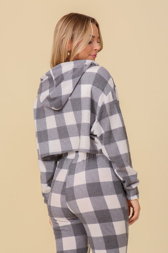 Black White Checkered Plaid Hoodie* - Final Sale