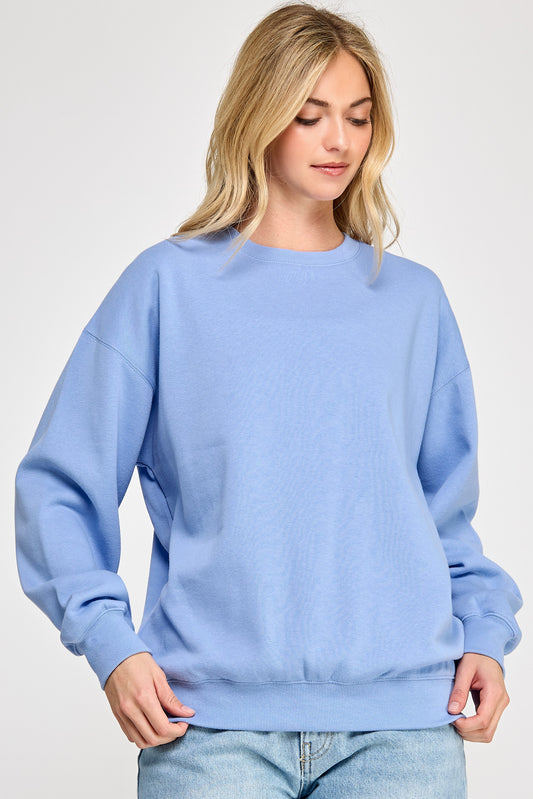 Fleece Relaxed Fit Oversized Crew Neck Sweatshirt - Final Sale