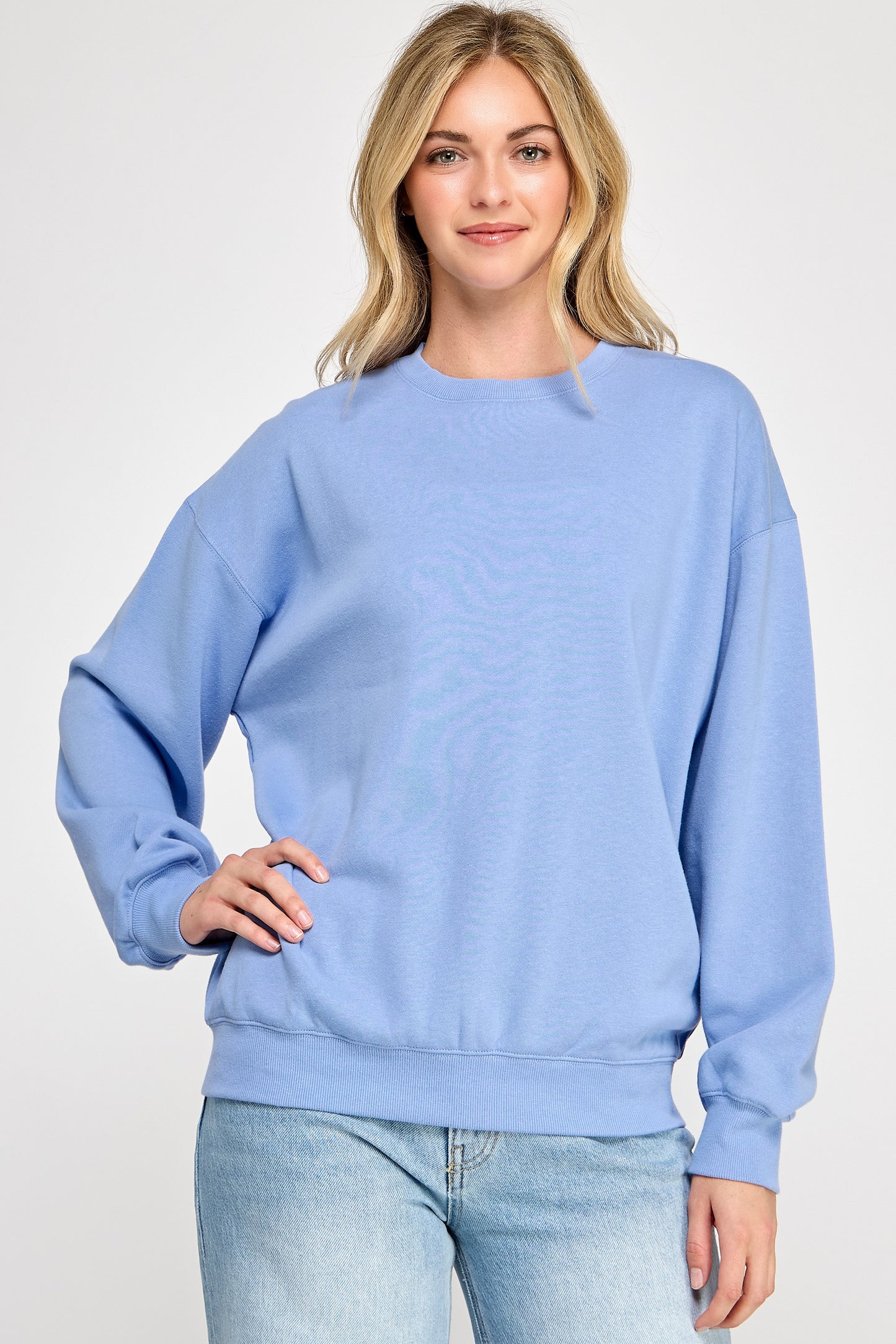 Fleece Relaxed Fit Oversized Crew Neck Sweatshirt - Final Sale