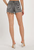 Dark Grey Mid Rise Button Down Shorts | Risen