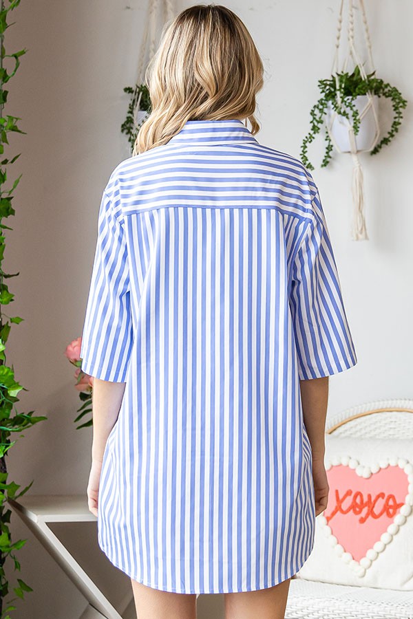 30A Blue Striped Button Down Shirt - Final Sale**