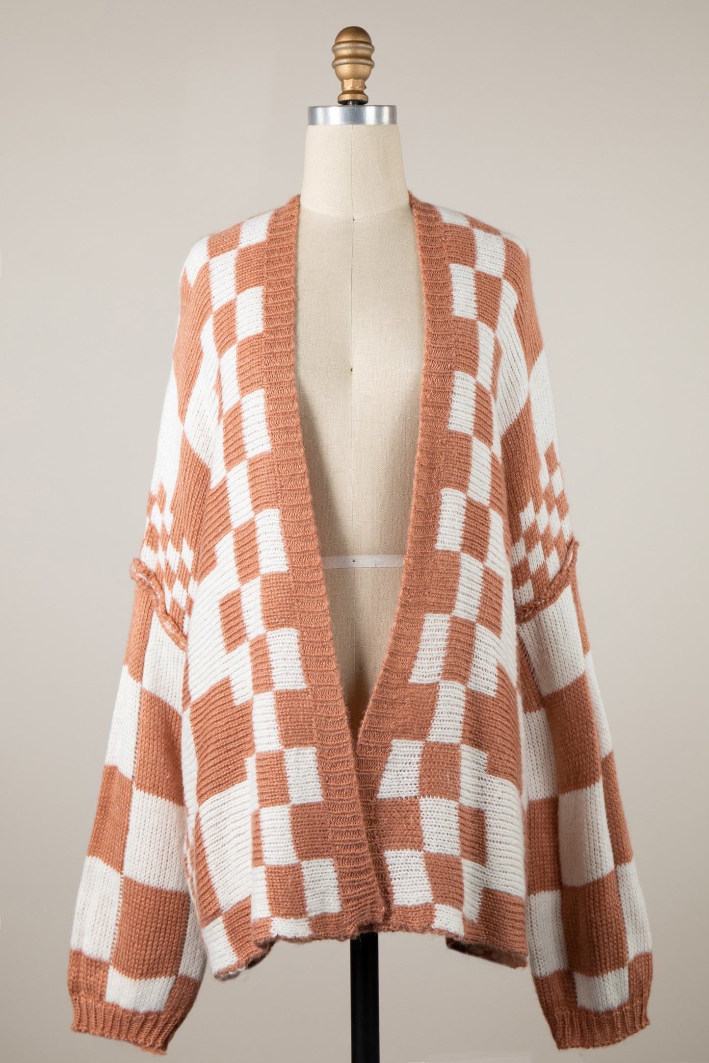 Checkered 2 Toned Color Block Crochet Cardigan (3 COLORS) | MIRACLE *LA LIVE PREORDER