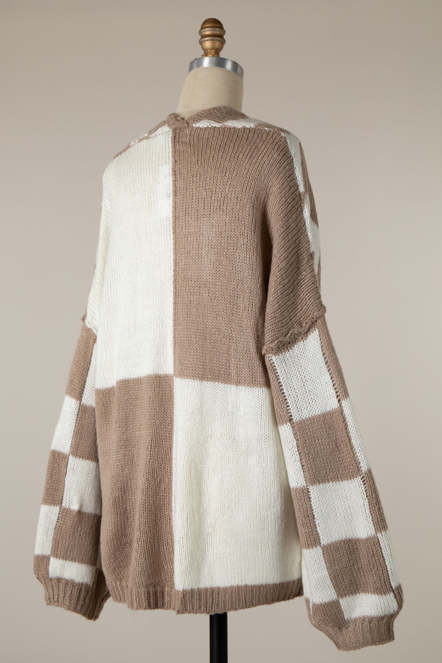 Checkered 2 Toned Color Block Crochet Cardigan (3 COLORS) | MIRACLE *LA LIVE PREORDER