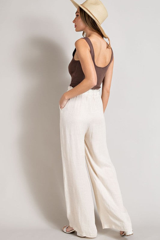 Sunday Brunch Linen Wide Leg Pants - Final Sale