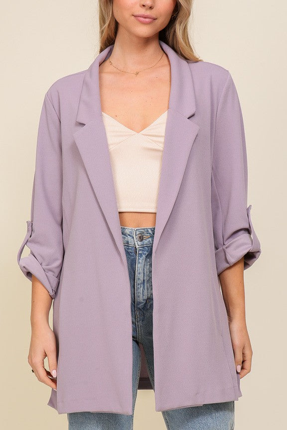 Techno Crepe Roll Up Sleeve Oversized Blazer* - Final Sale