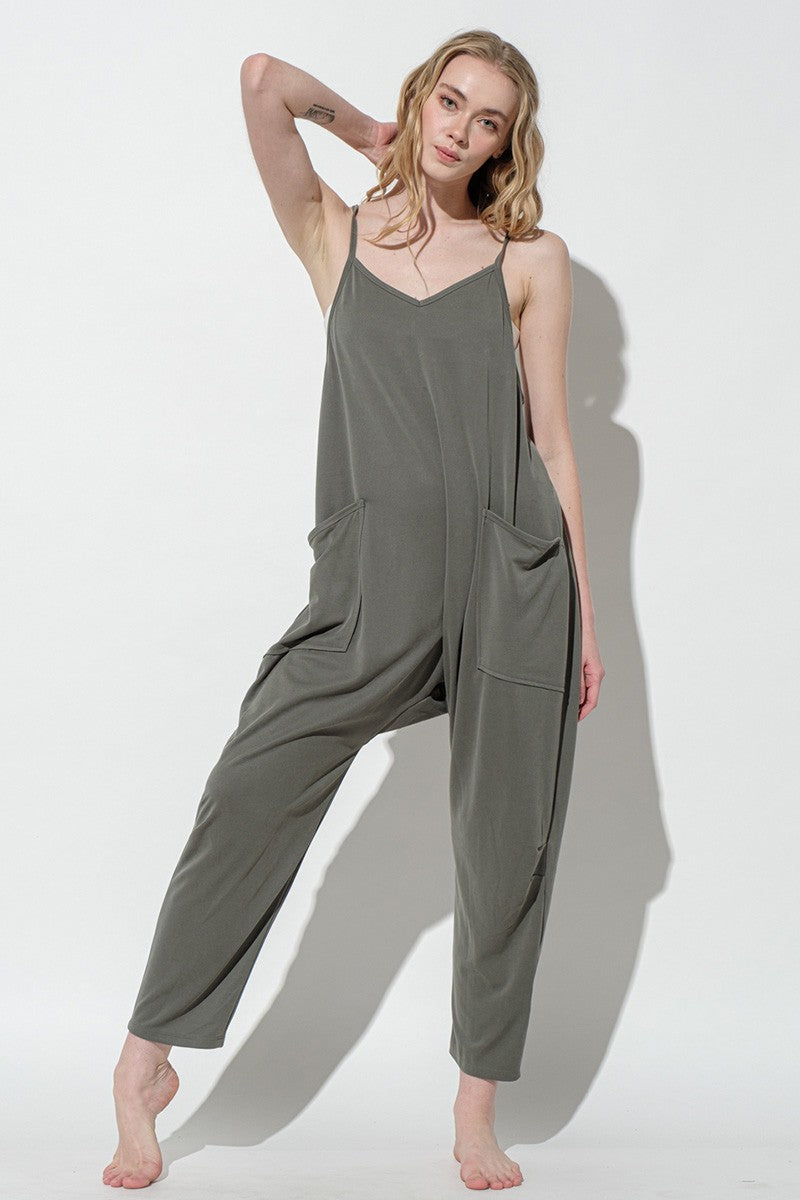 Farmers Market V-Neck Sleeveless Harem Jumpsuit - Final Sale