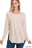 Sand beige Melange Waffle Long Sleeve Top