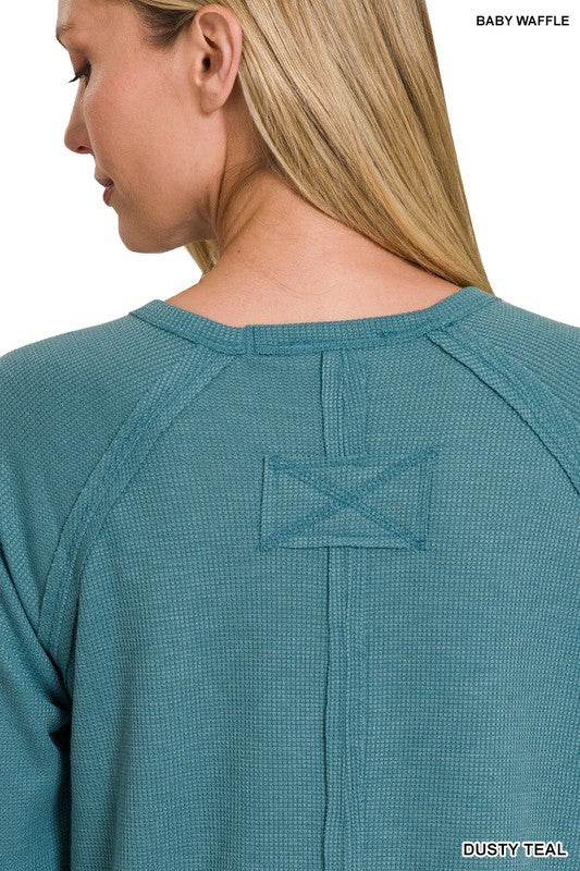 The Fall Favorite Melange Waffle Long Sleeve Top