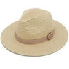 Taupe Color Band Straw Panama Hat** - Final Sale