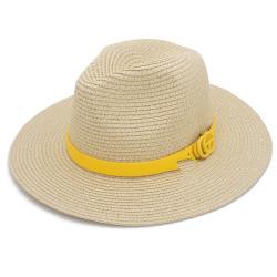 Yellow Color Band Straw Panama Hat - Final Sale