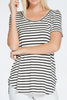 Striped Round Neck Short Sleeve Top - Final Sale**