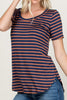 Striped Round Neck Short Sleeve Top - Final Sale**