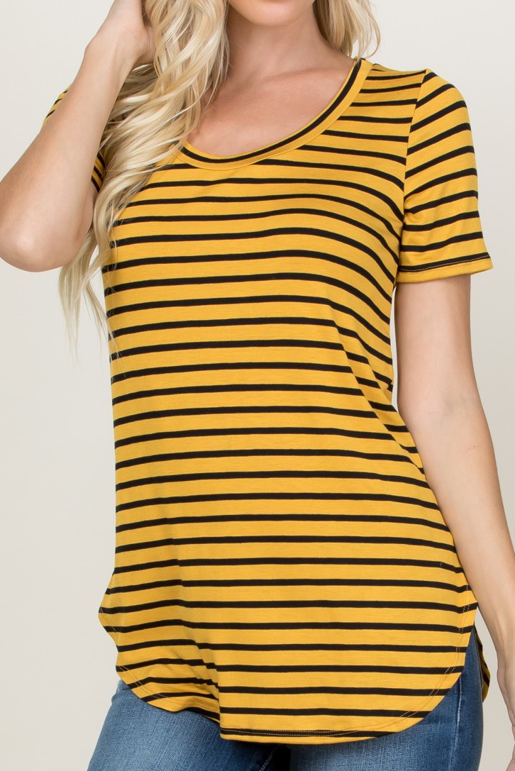 Striped Round Neck Short Sleeve Top - Final Sale**