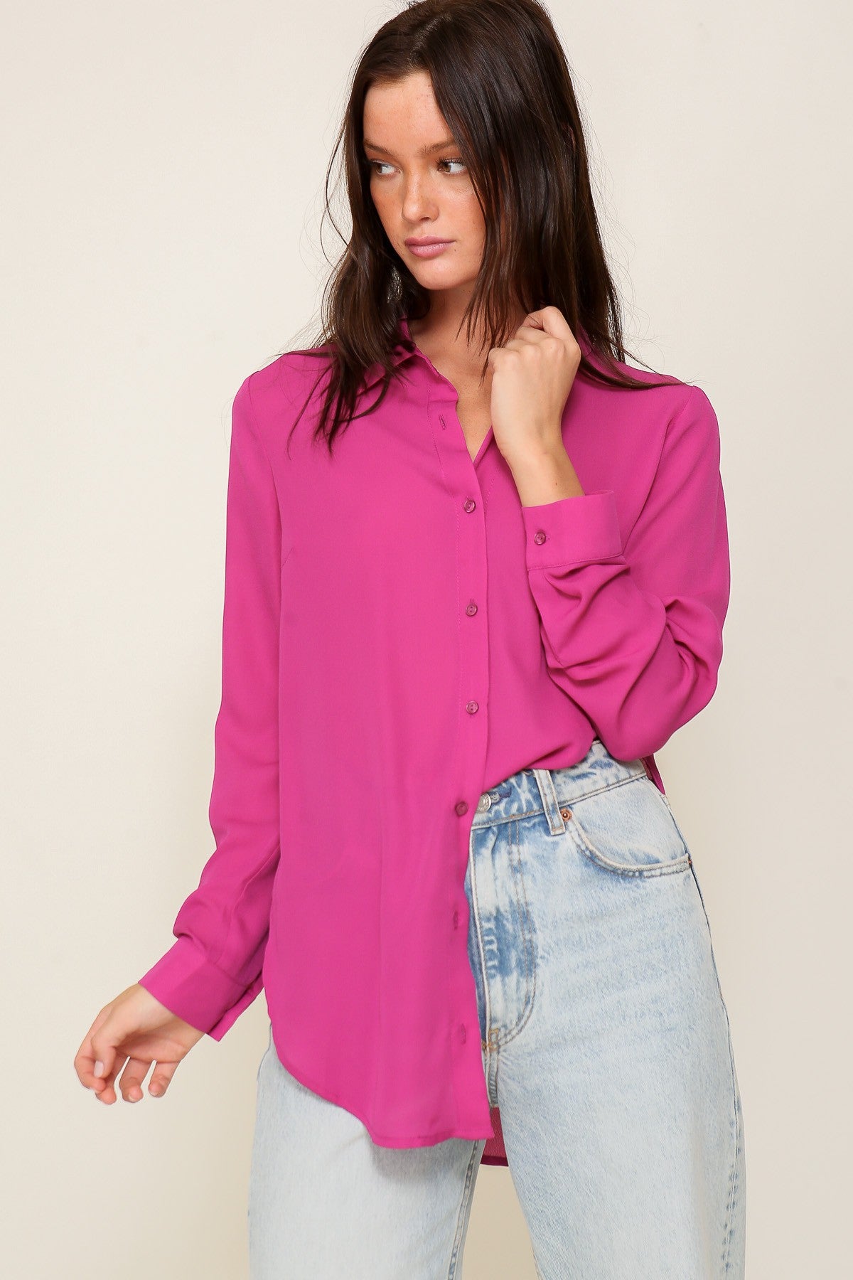 Long Sleeve Chiffon Blouse* - Final Sale