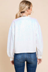 Ivory Cropped Sequin Sweater - Final Sale