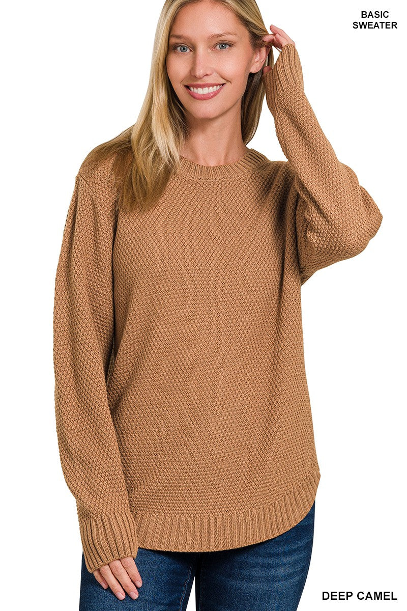 The Hadley Round Neck Basic Sweater | Zenana (5 COLORS) *DEAL*