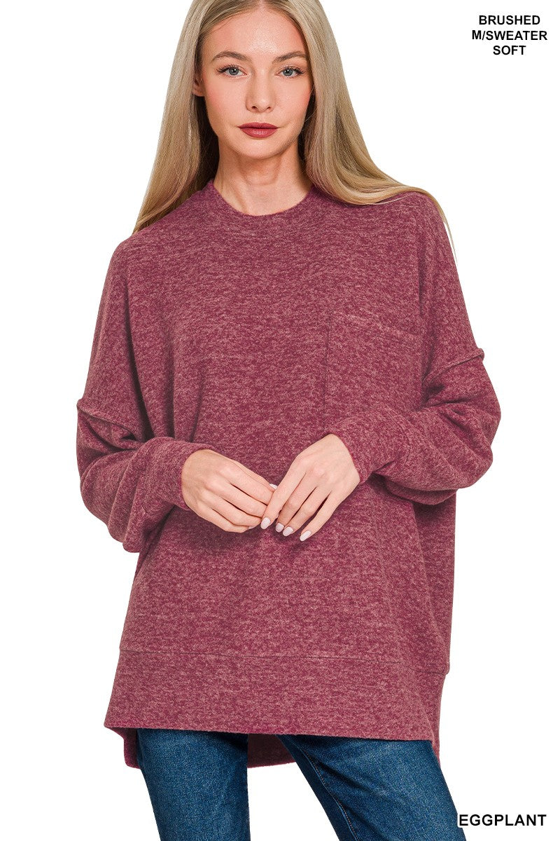 The Blair Brushed Melange Drop Shoulder Oversized Sweater | ZENANA