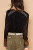 POL - Snap button henley contrast rib long sleeve top - Final Sale