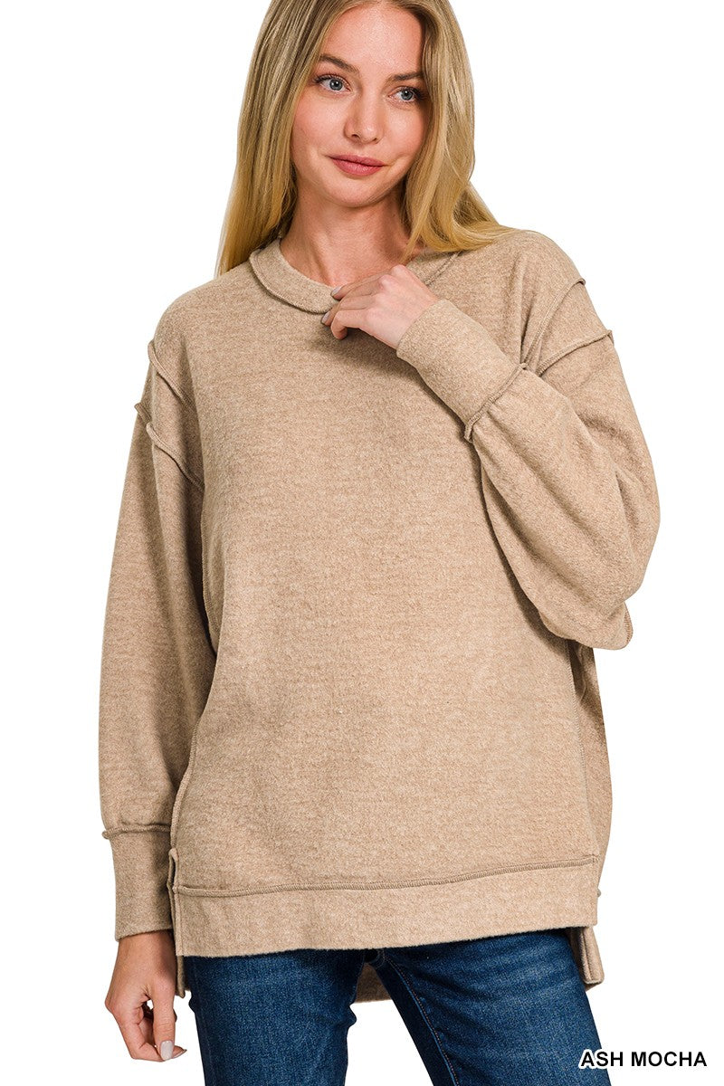 Brushed Melange Hacci Oversized Sweater | ZENANA *LA LIVE PREORDER 45% OFF