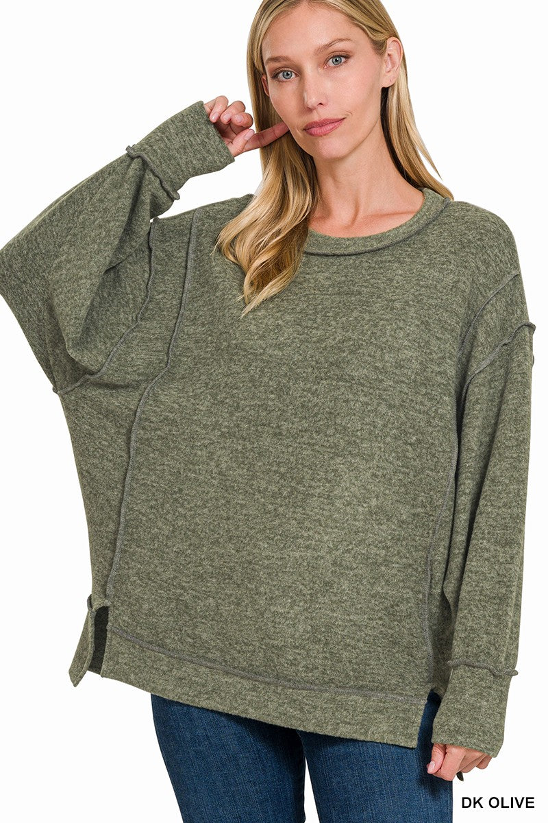 Brushed Melange Hacci Oversized Sweater | ZENANA *LA LIVE PREORDER 45% OFF