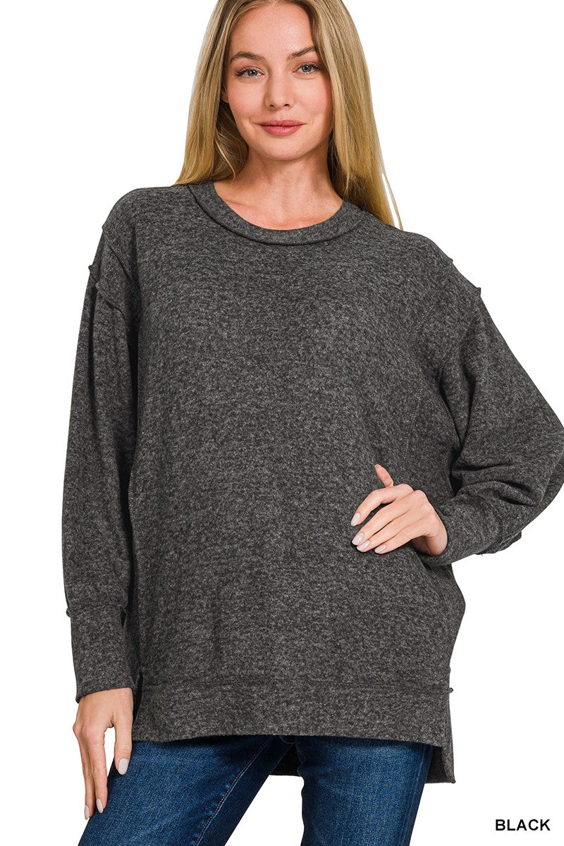 Brushed Melange Hacci Oversized Sweater | ZENANA *LA LIVE PREORDER 45% OFF
