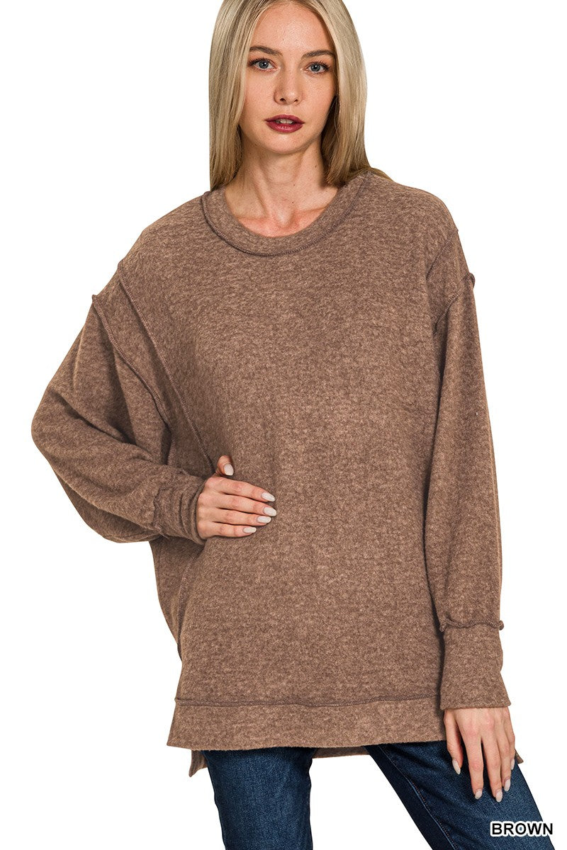 Brushed Melange Hacci Oversized Sweater | ZENANA *LA LIVE PREORDER 45% OFF