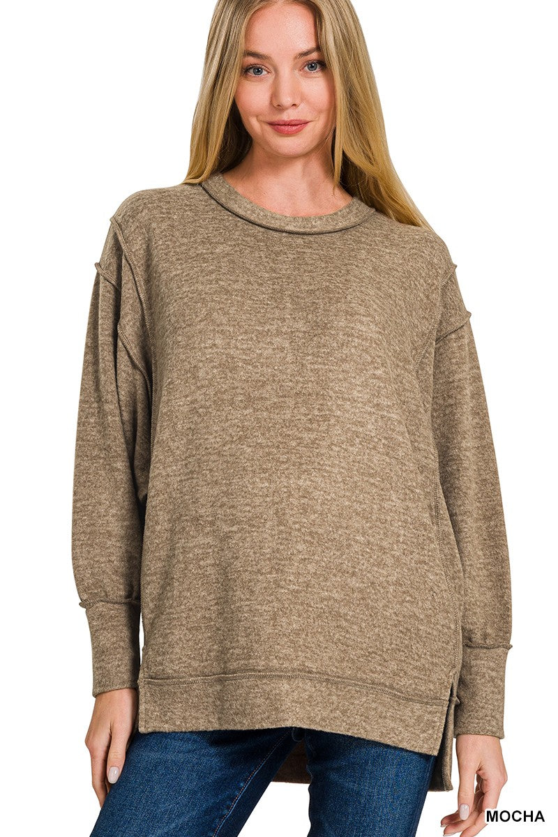 Brushed Melange Hacci Oversized Sweater | ZENANA *LA LIVE PREORDER 45% OFF