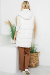 Ivory Long Hooded Puffer Vest - Final Sale