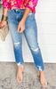 MICA | High Rise Ankle Straight w/ Side Slit Denim Jeans** - Final Sale