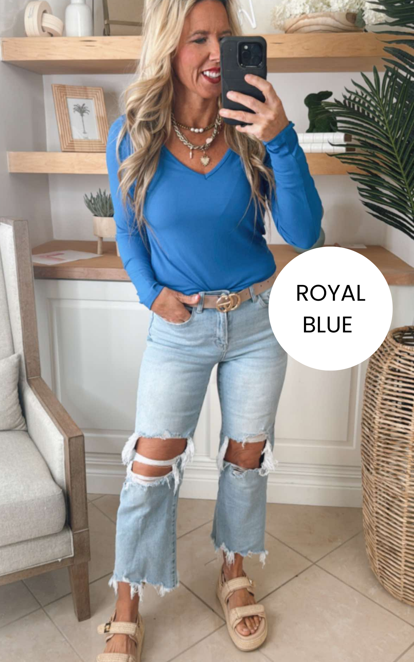 Hold Tight V-Neck Long Sleeve Top | SALTY WAVE *FINAL SALE