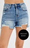 High Rise Distressed Denim Shorts | RISEN