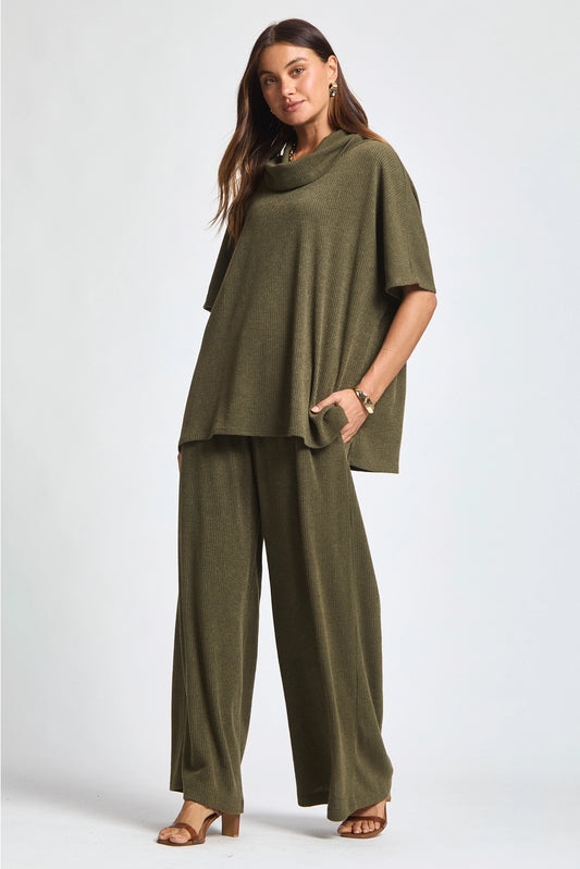 Everyday Luxe Cowl Neck Lounge Set - Olive - Final Sale